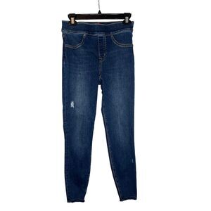 Spanx Women's Petite Distressed Skinny Pull-On Jeans Blue Size S